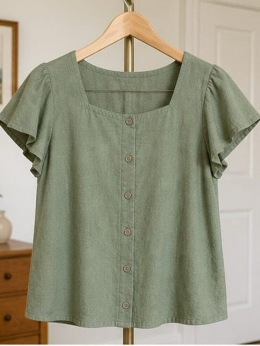 Sage Puff Sleeve Top